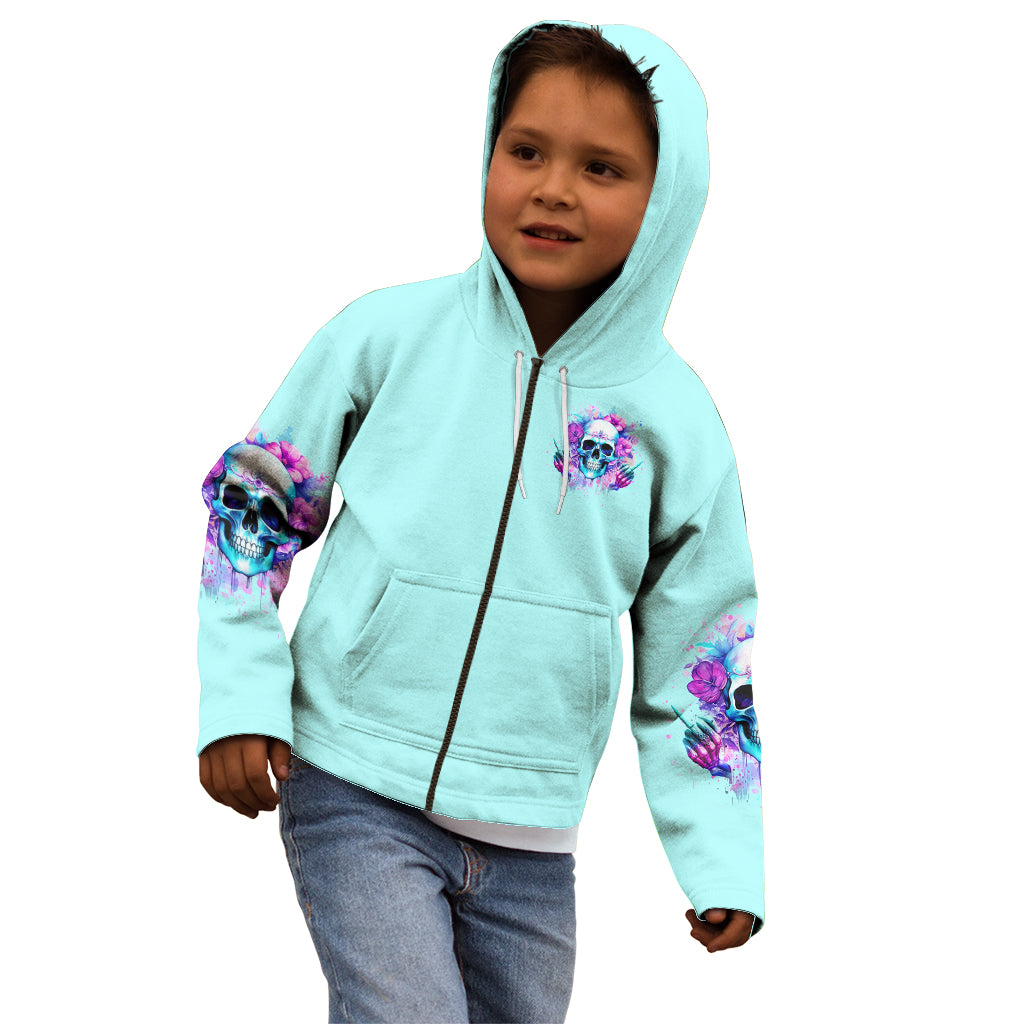 Flower Skull Angel Kid Hoodie I'm A Bitch With A Flow Bullshit Tolerance