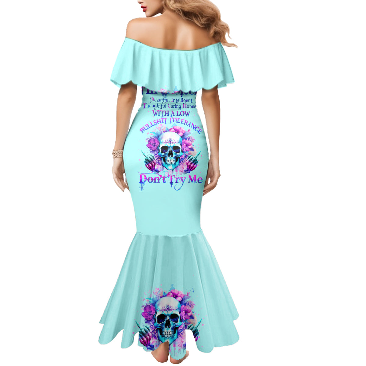 Flower Skull Angel Mermaid Dress I'm A Bitch With A Flow Bullshit Tolerance