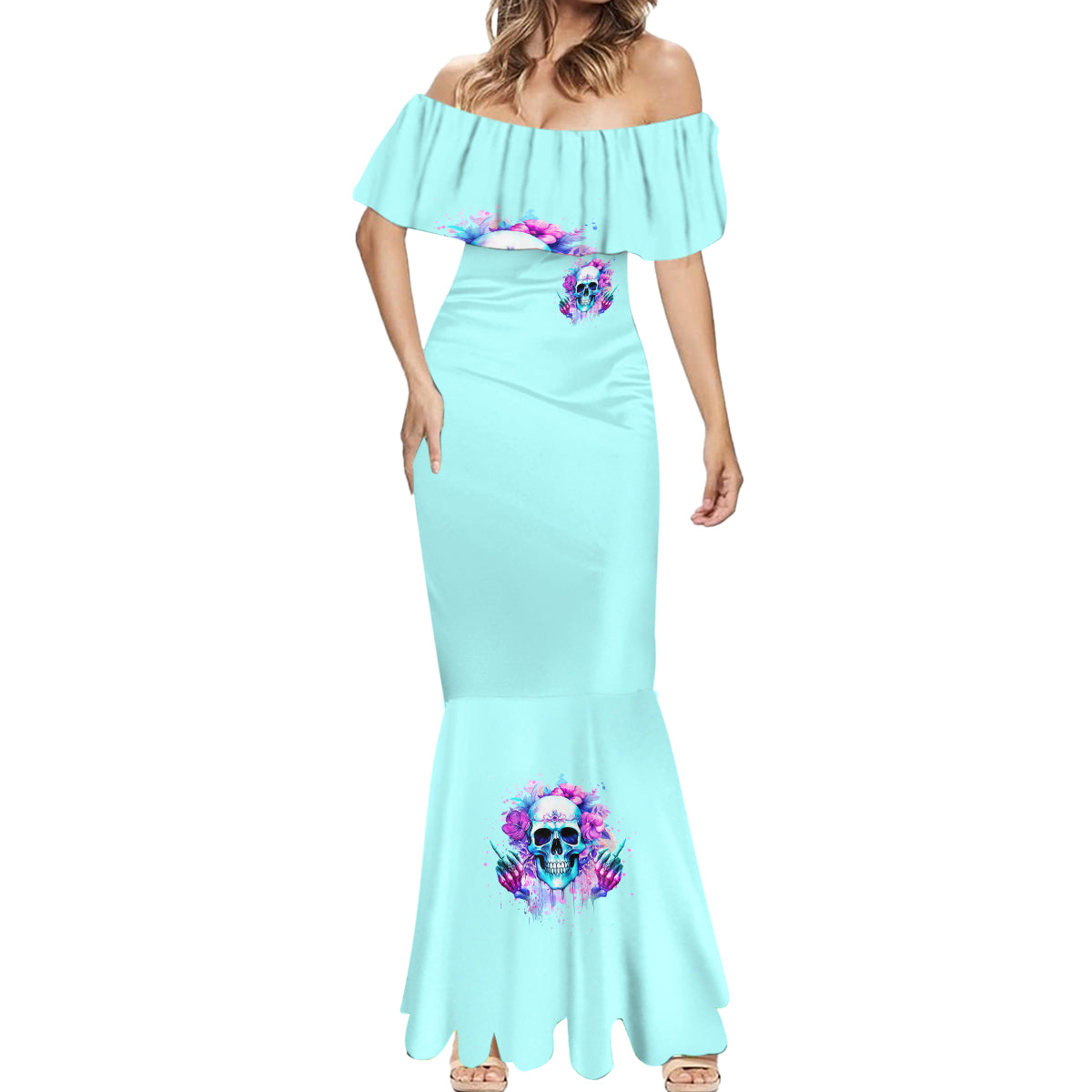 Flower Skull Angel Mermaid Dress I'm A Bitch With A Flow Bullshit Tolerance