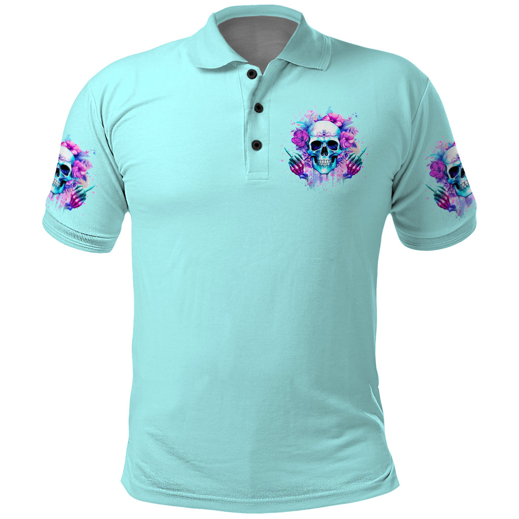 Flower Skull Angel Polo Shirt I'm A Bitch With A Flow Bullshit Tolerance