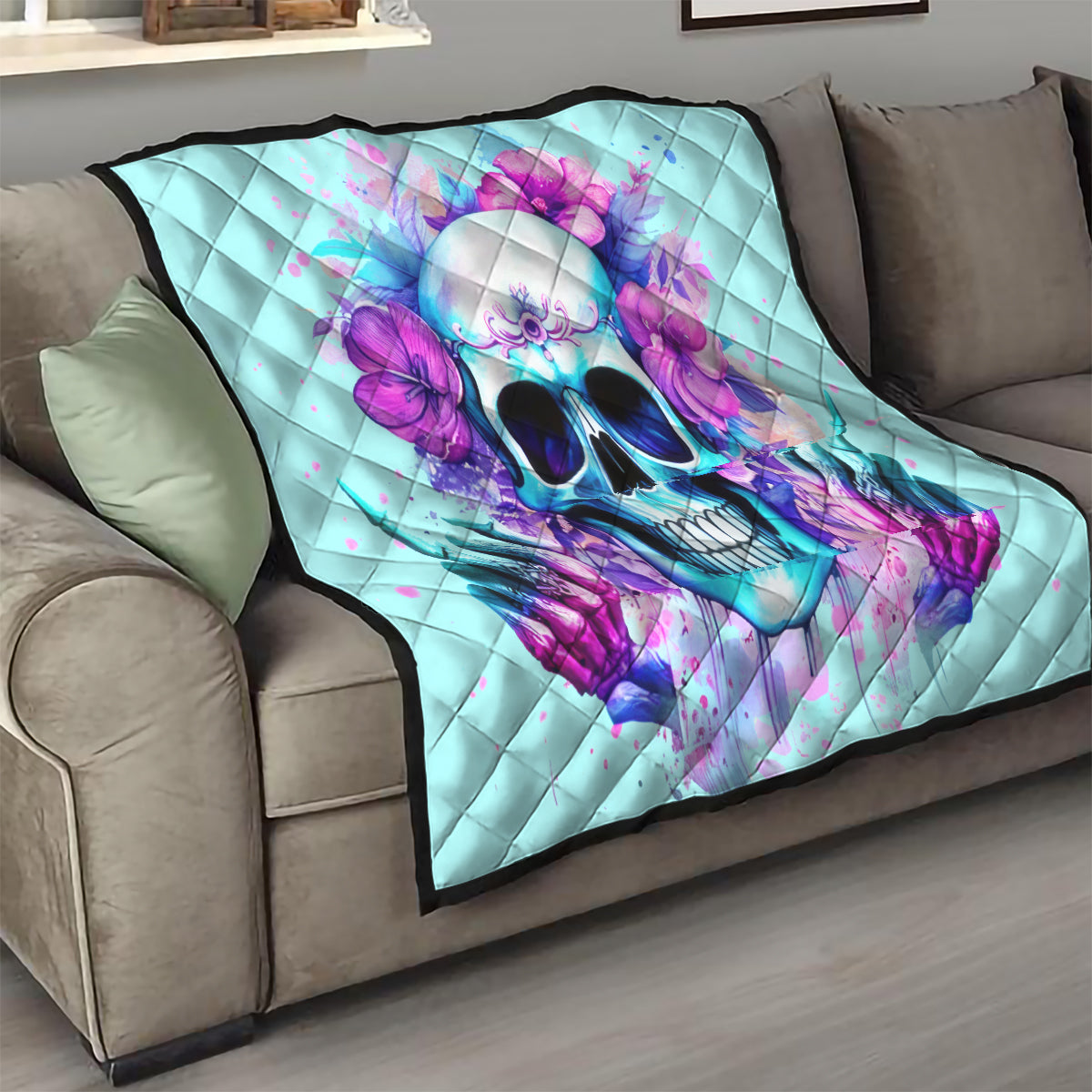 Flower Skull Angel Quilt I'm A Bitch With A Flow Bullshit Tolerance