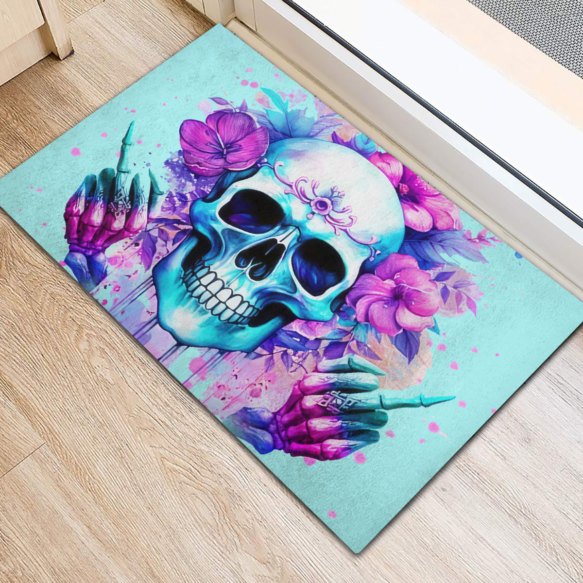 Flower Skull Angel Rubber Doormat I'm A Bitch With A Flow Bullshit Tolerance