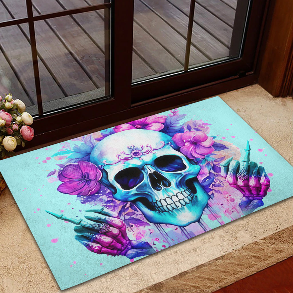 Flower Skull Angel Rubber Doormat I'm A Bitch With A Flow Bullshit Tolerance