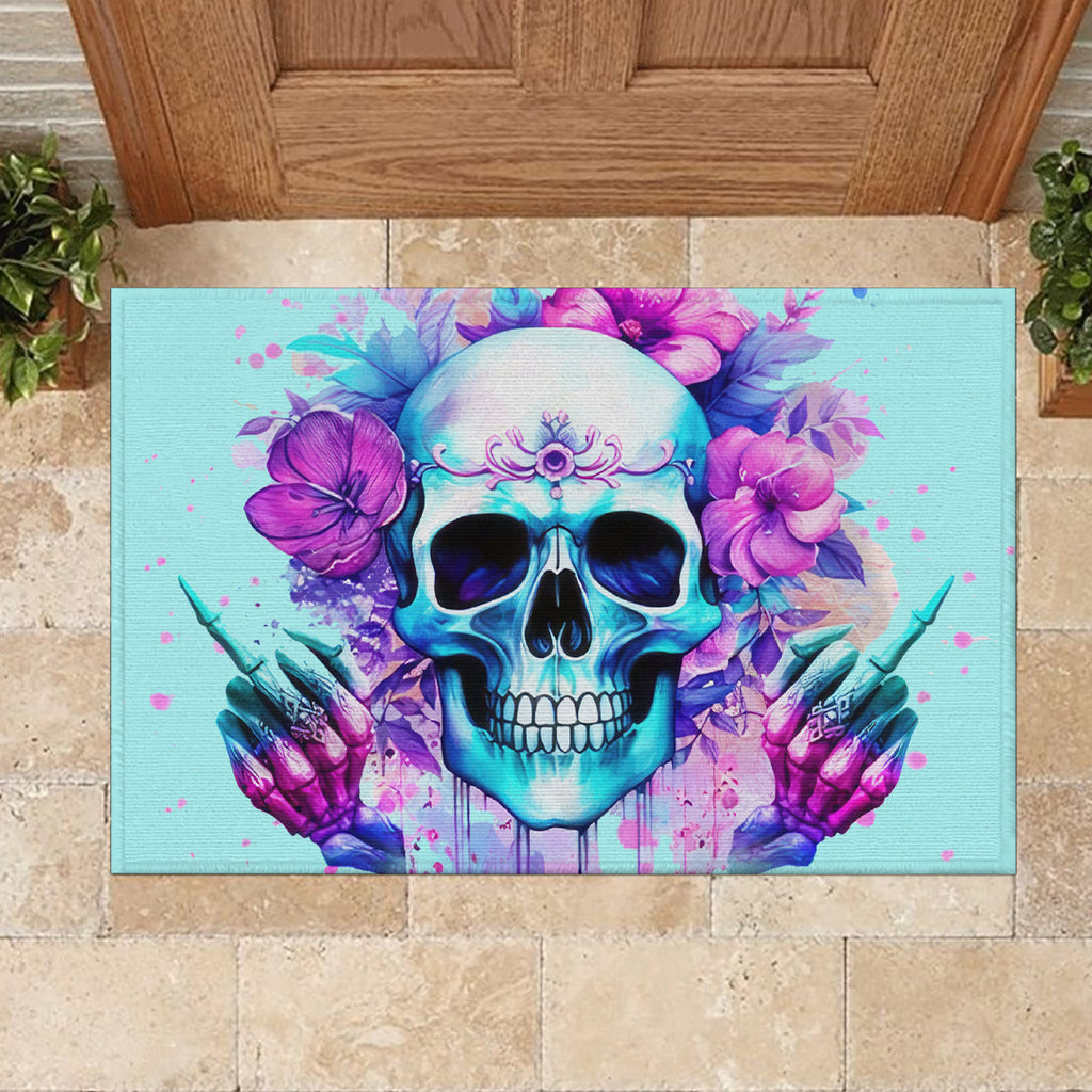 Flower Skull Angel Rubber Doormat I'm A Bitch With A Flow Bullshit Tolerance
