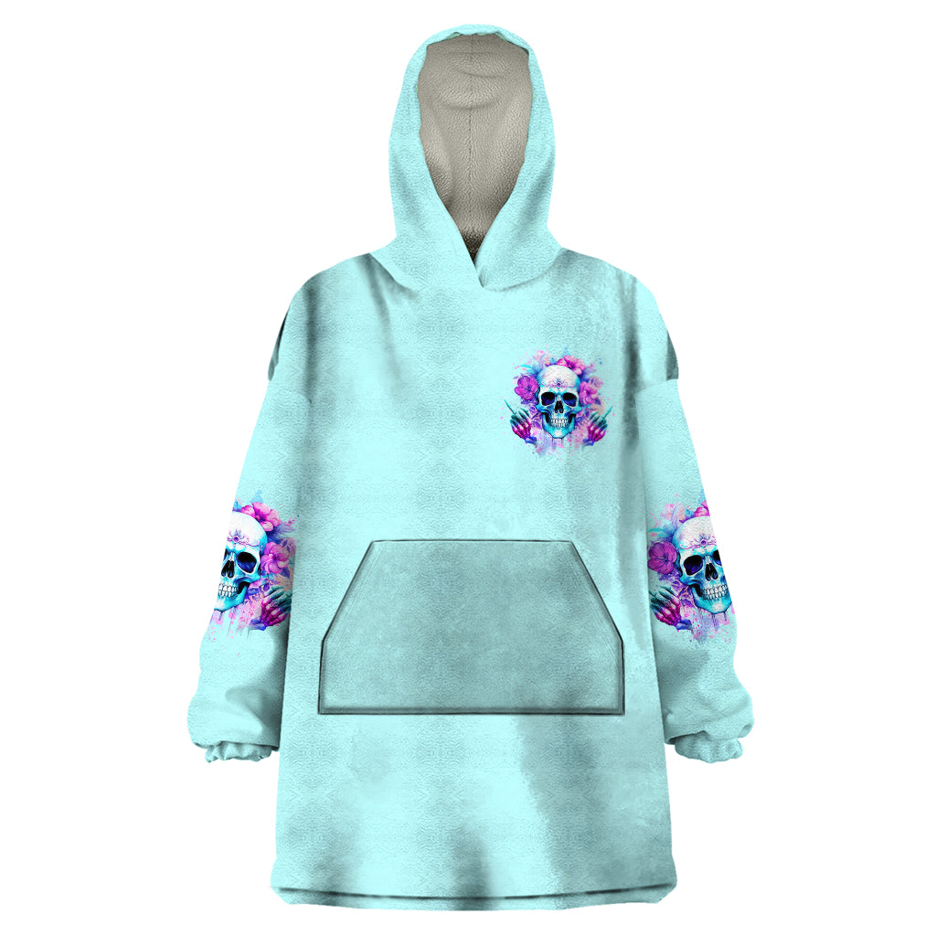 Flower Skull Angel Wearable Blanket Hoodie I'm A Bitch With A Flow Bullshit Tolerance
