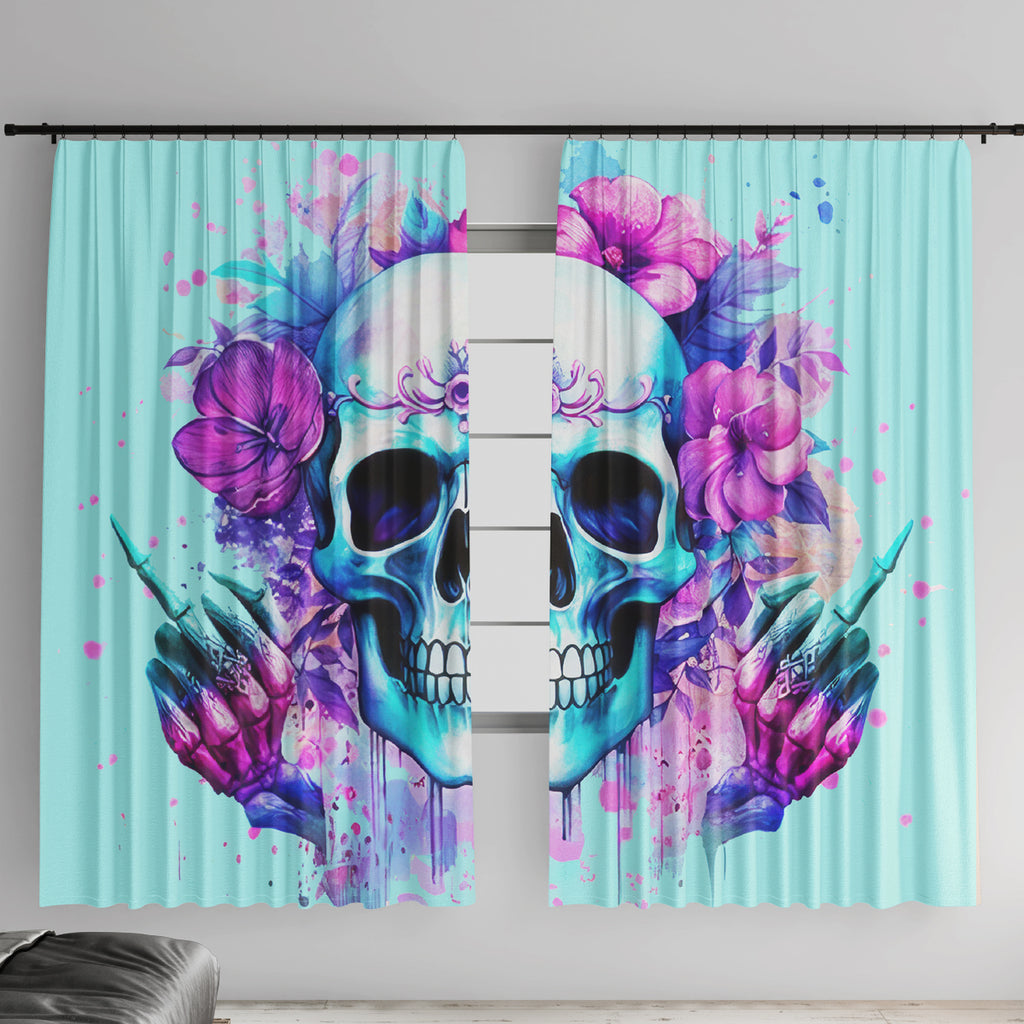 Flower Skull Angel Window Curtain I'm A Bitch With A Flow Bullshit Tolerance