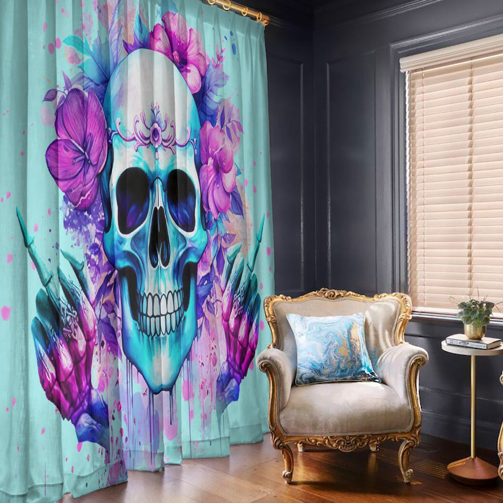 Flower Skull Angel Window Curtain I'm A Bitch With A Flow Bullshit Tolerance