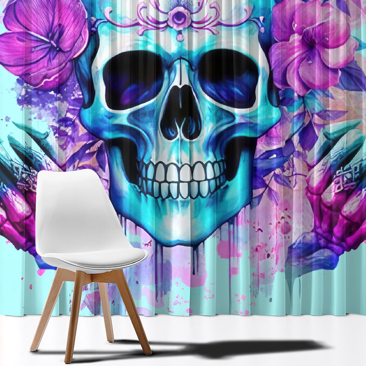 Flower Skull Angel Window Curtain I'm A Bitch With A Flow Bullshit Tolerance