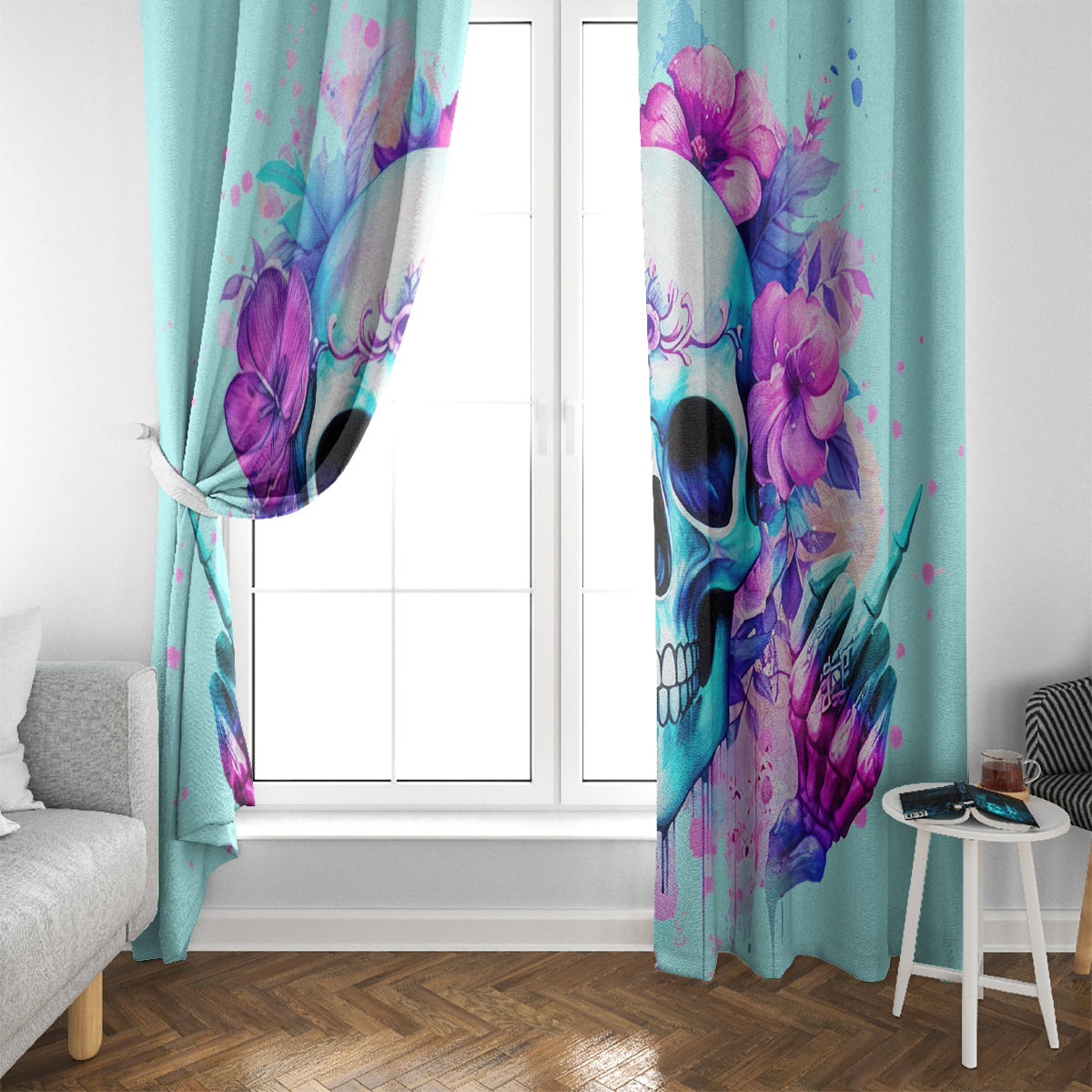 Flower Skull Angel Window Curtain I'm A Bitch With A Flow Bullshit Tolerance