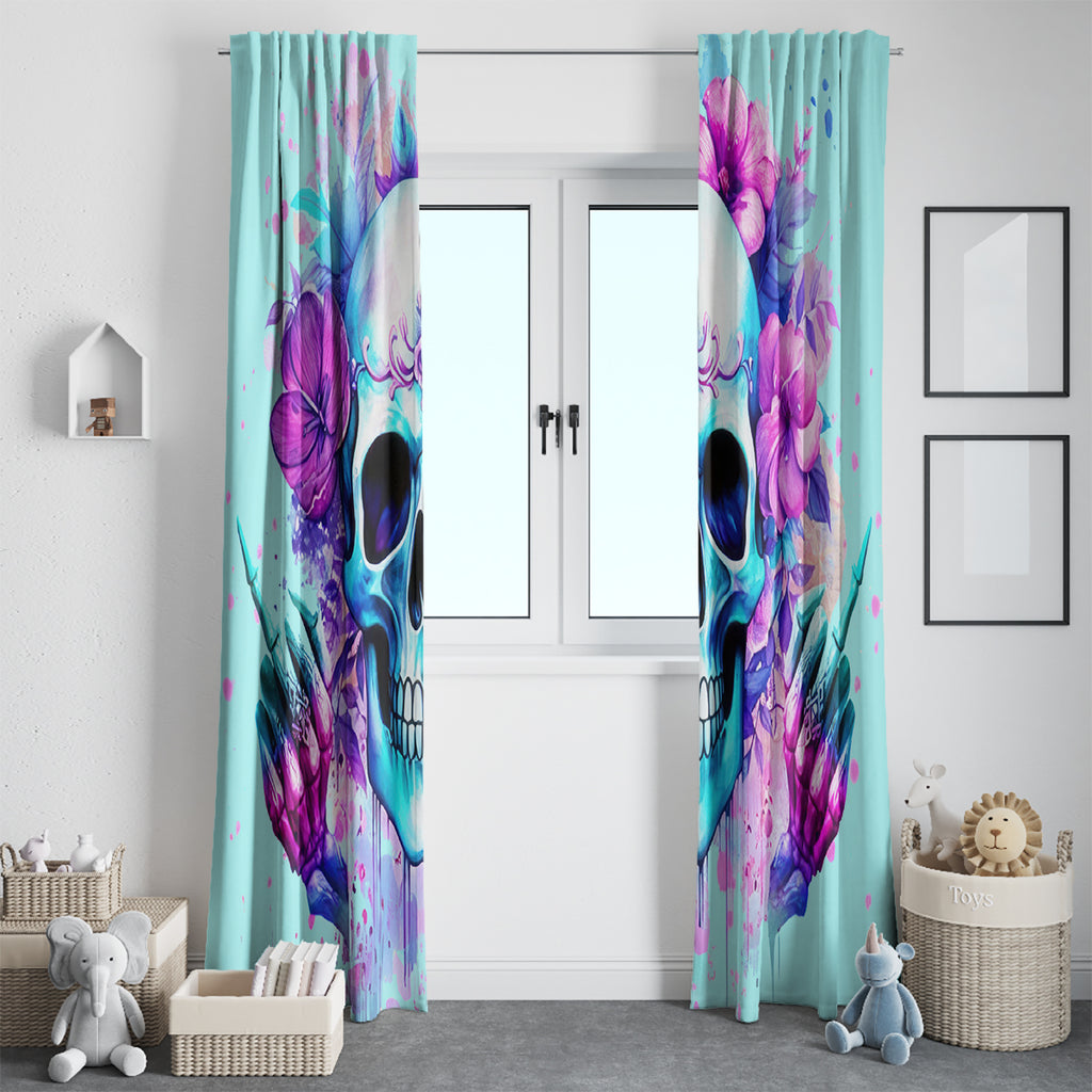 Flower Skull Angel Window Curtain I'm A Bitch With A Flow Bullshit Tolerance