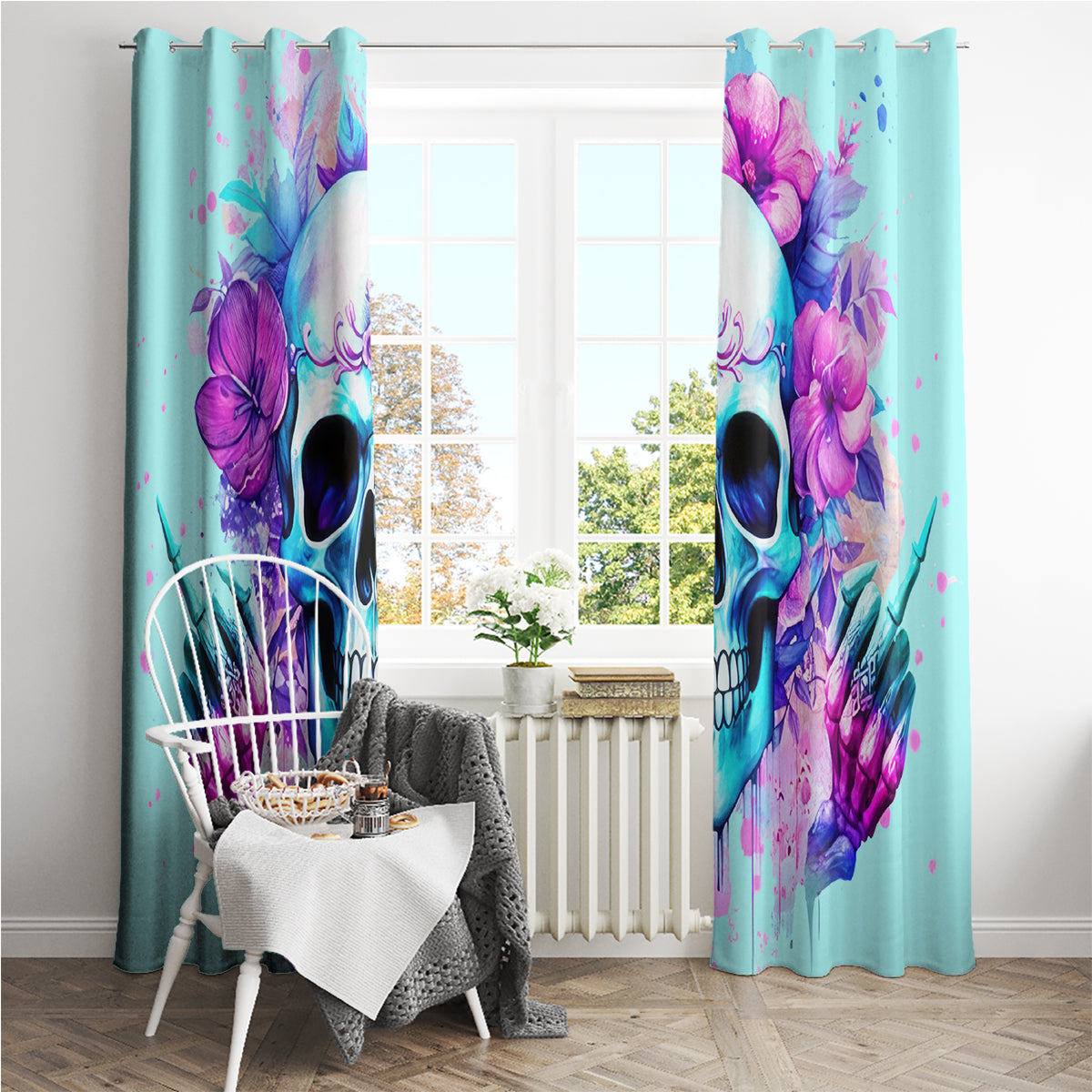 Flower Skull Angel Window Curtain I'm A Bitch With A Flow Bullshit Tolerance