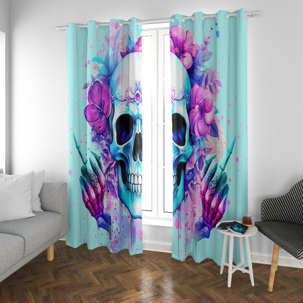 Flower Skull Angel Window Curtain I'm A Bitch With A Flow Bullshit Tolerance