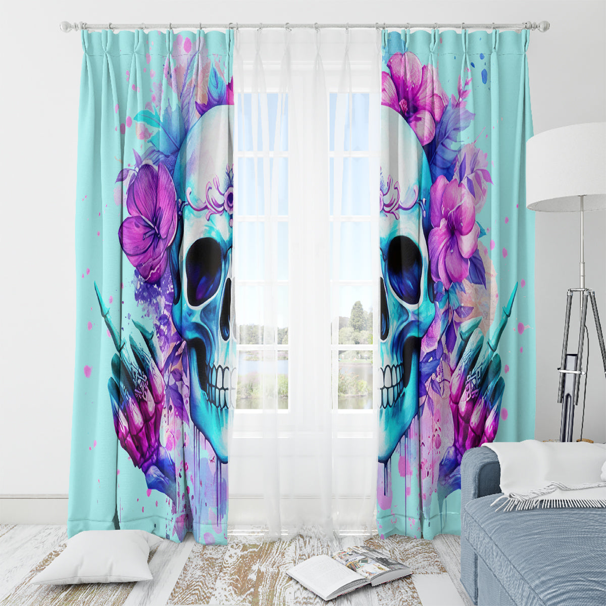 Flower Skull Angel Window Curtain I'm A Bitch With A Flow Bullshit Tolerance