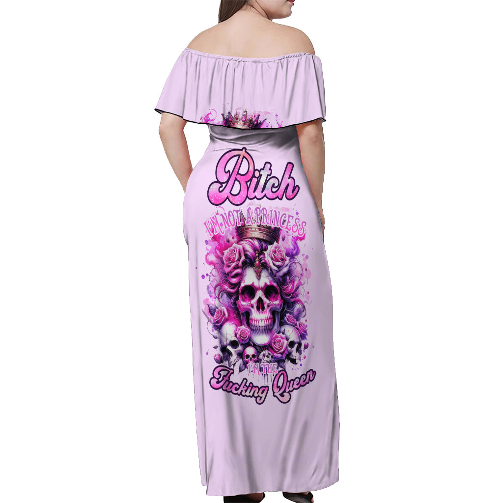 Rose Skull Off Shoulder Maxi Dress Bitch I'm The Fucking Queen