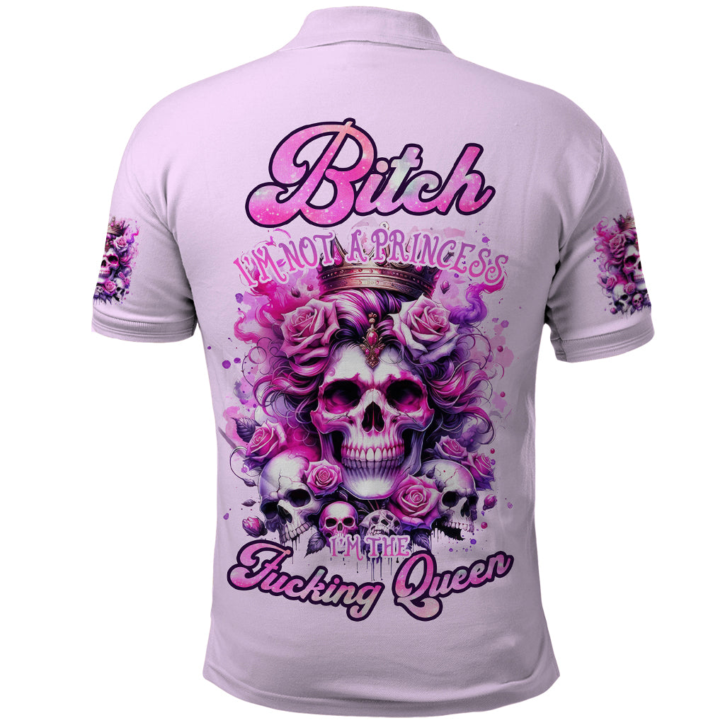 Rose Skull Polo Shirt Bitch I'm The Fucking Queen