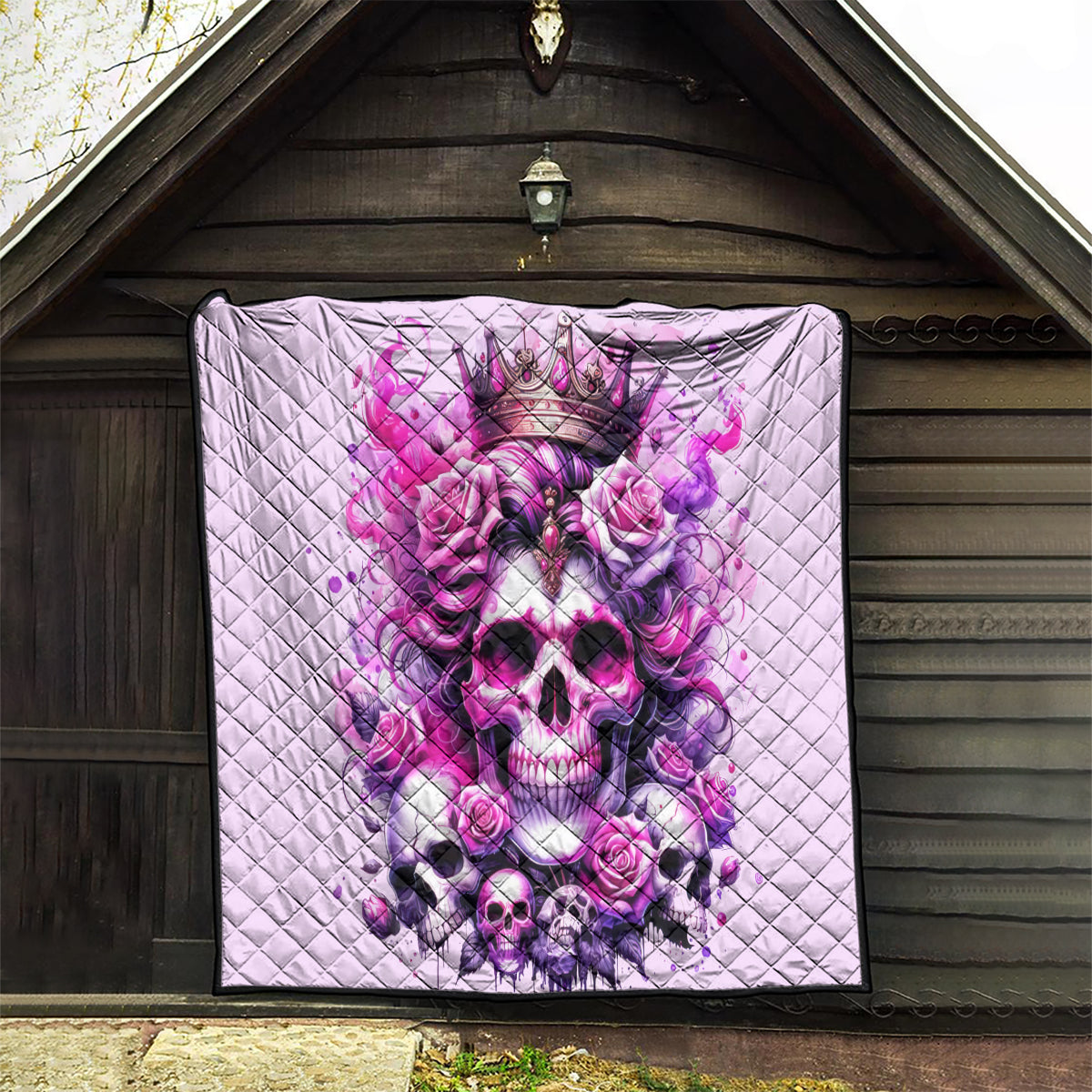 Rose Skull Quilt Bitch I'm The Fucking Queen