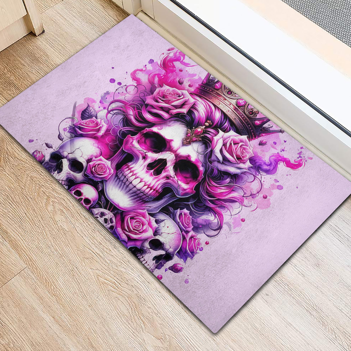 Rose Skull Rubber Doormat Bitch I'm The Fucking Queen