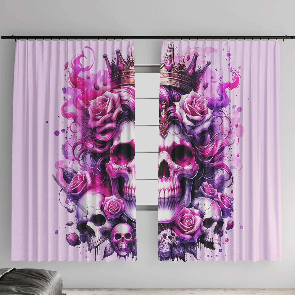 Rose Skull Window Curtain Bitch I'm The Fucking Queen