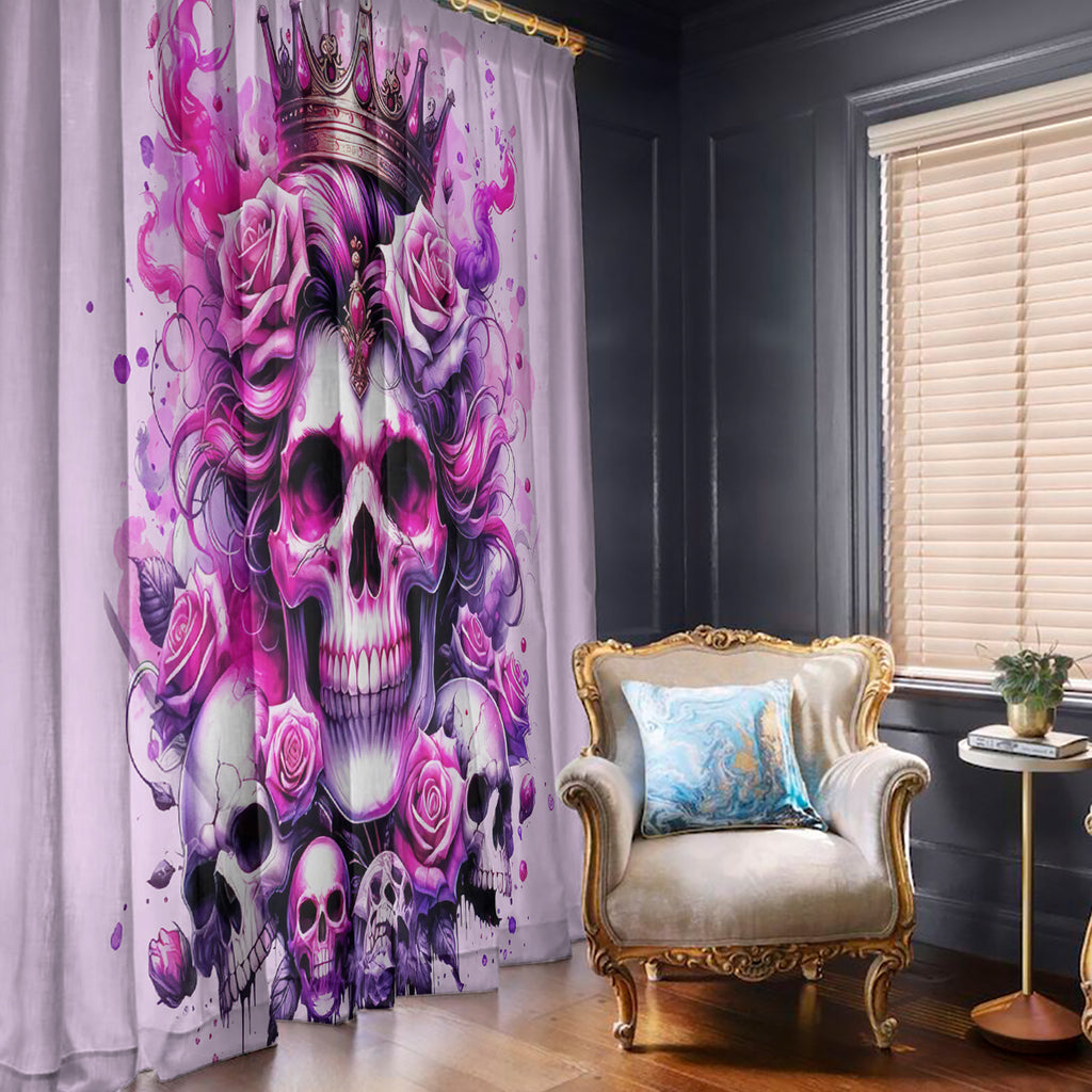 Rose Skull Window Curtain Bitch I'm The Fucking Queen