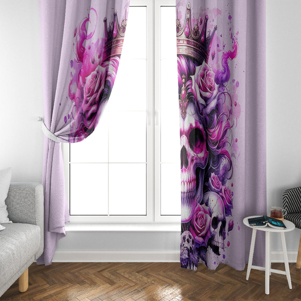 Rose Skull Window Curtain Bitch I'm The Fucking Queen