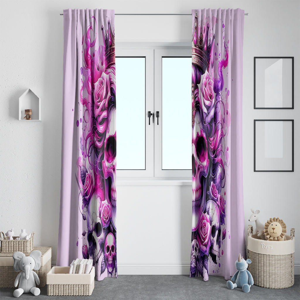 Rose Skull Window Curtain Bitch I'm The Fucking Queen