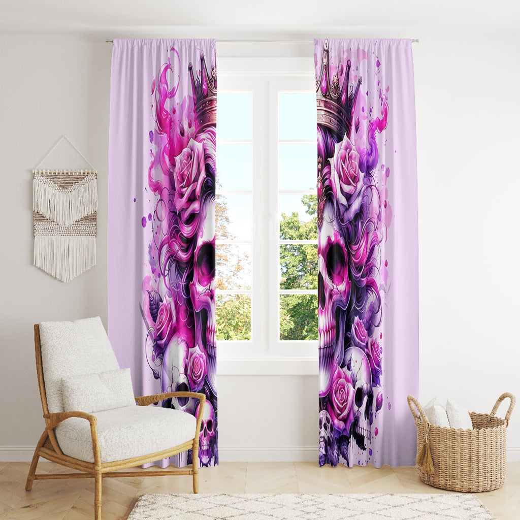 Rose Skull Window Curtain Bitch I'm The Fucking Queen