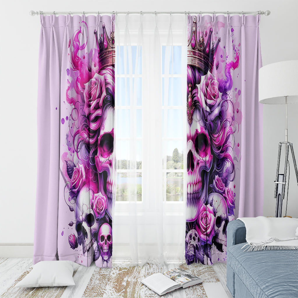 Rose Skull Window Curtain Bitch I'm The Fucking Queen