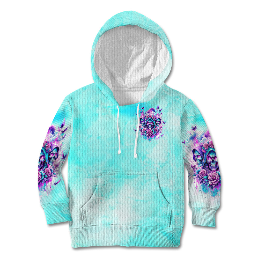 Flower Skull Angel Kid Hoodie Stuck Between IDK IDC and IDGAF