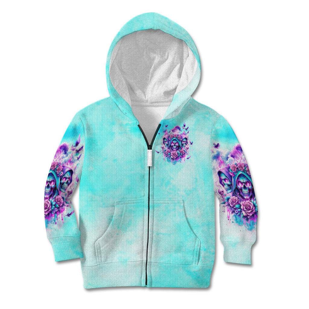 Flower Skull Angel Kid Hoodie Stuck Between IDK IDC and IDGAF