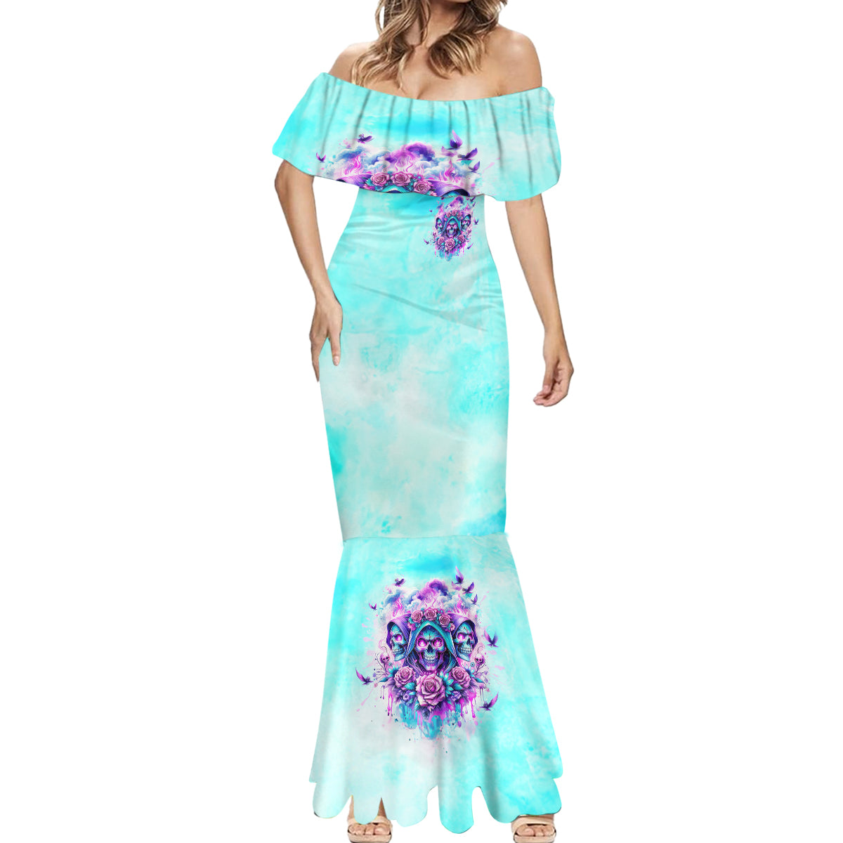 Flower Skull Angel Mermaid Dress Stuck Between IDK IDC and IDGAF