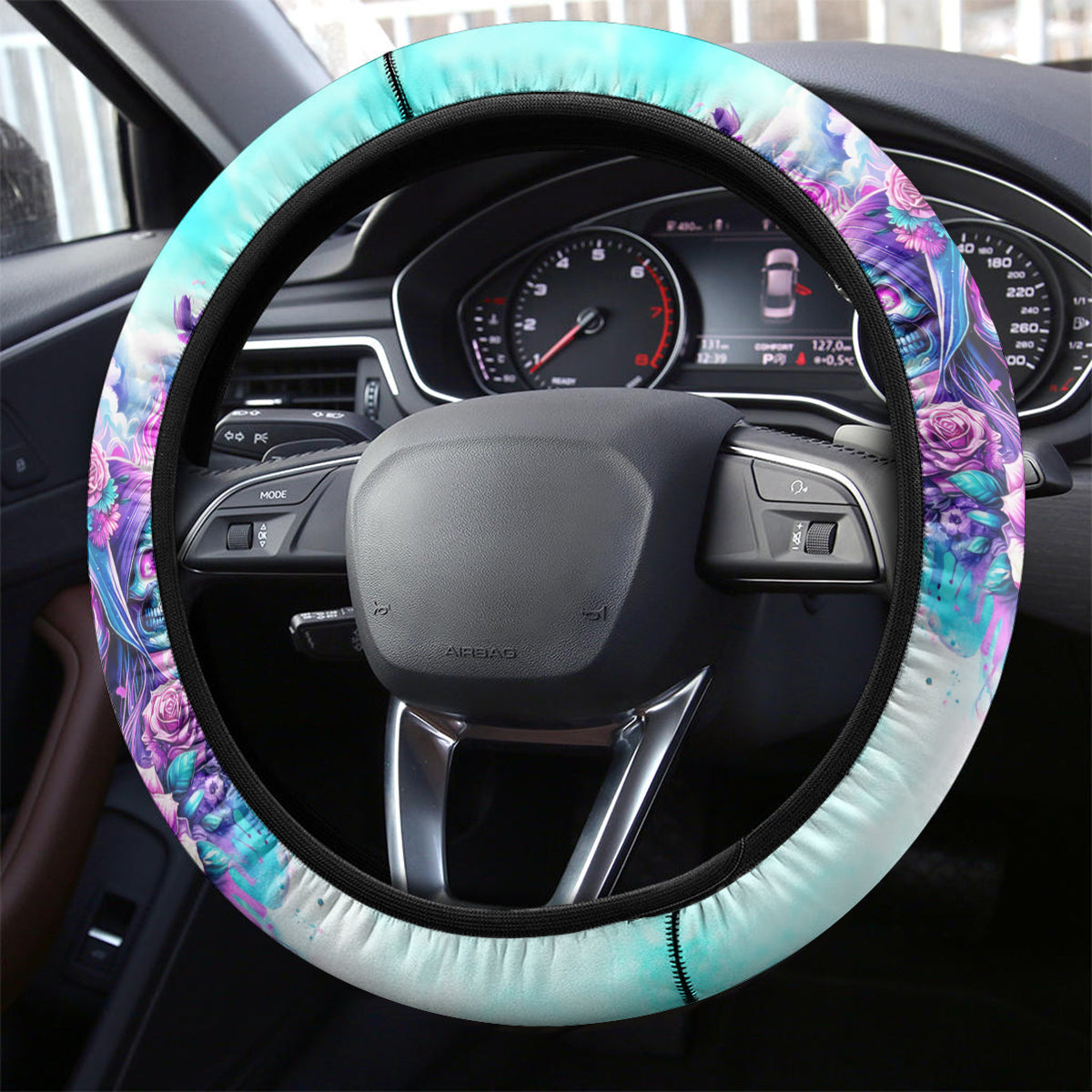 Flower Skull Angel Steering Wheel Cover Stuck Between IDK IDC and IDGAF