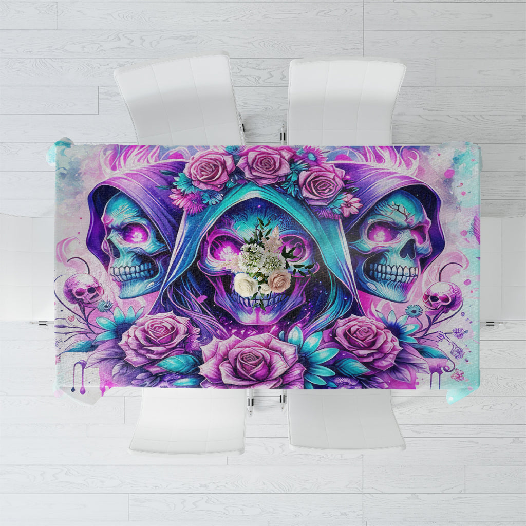 Flower Skull Angel Tablecloth Stuck Between IDK IDC and IDGAF
