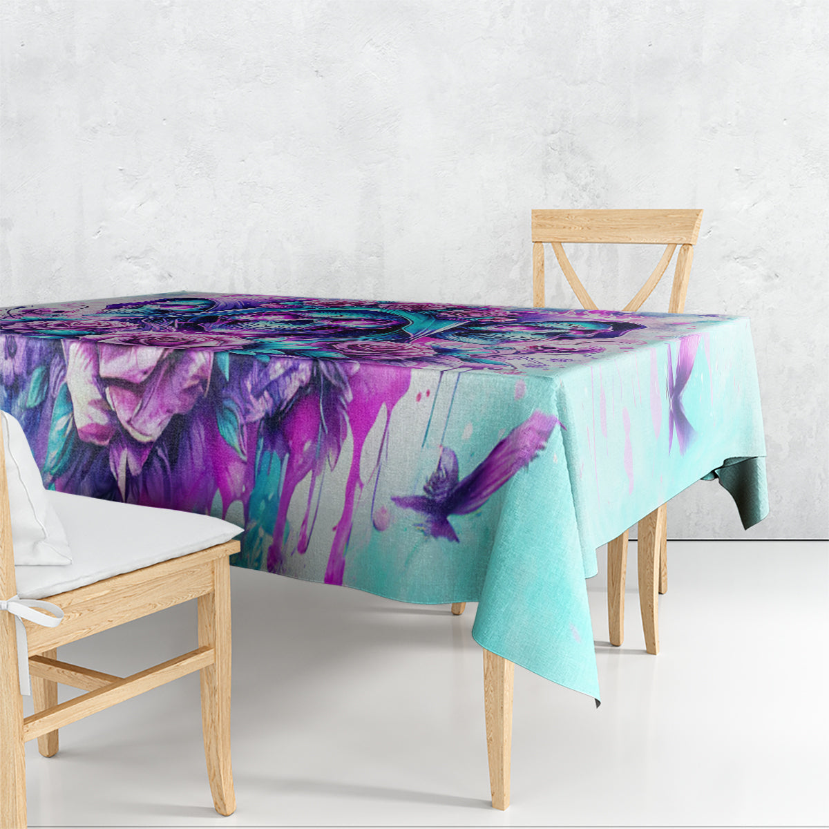 Flower Skull Angel Tablecloth Stuck Between IDK IDC and IDGAF