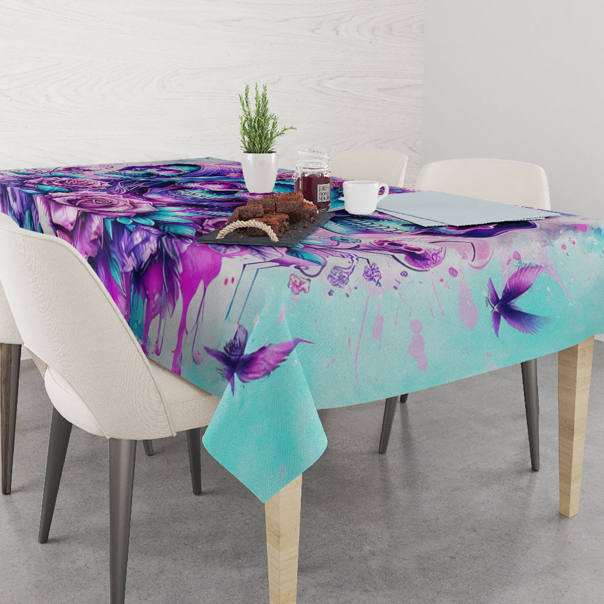Flower Skull Angel Tablecloth Stuck Between IDK IDC and IDGAF