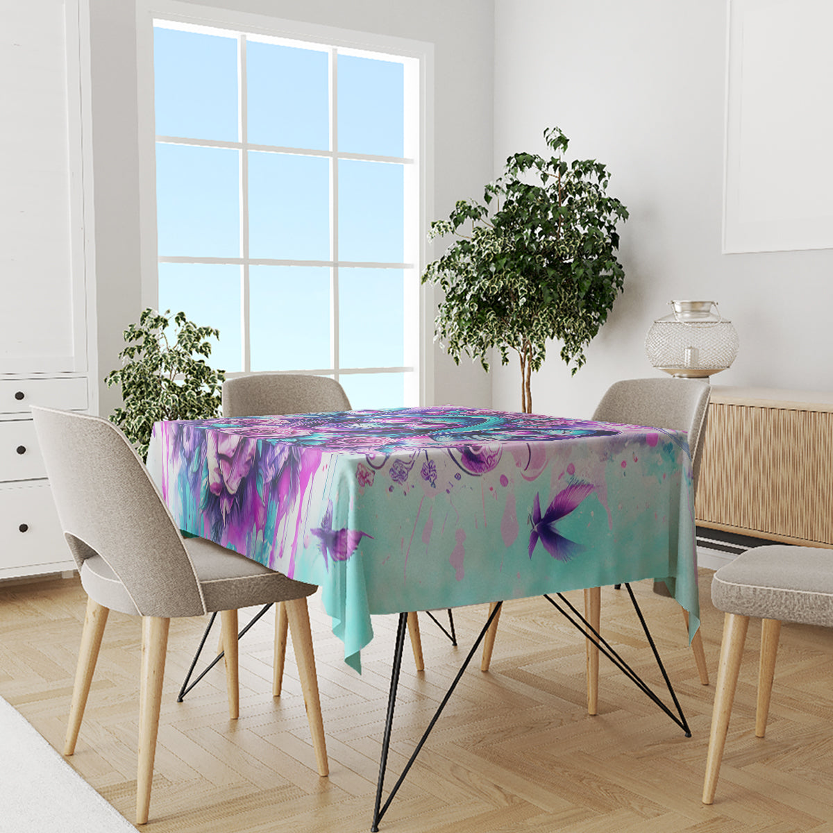 Flower Skull Angel Tablecloth Stuck Between IDK IDC and IDGAF