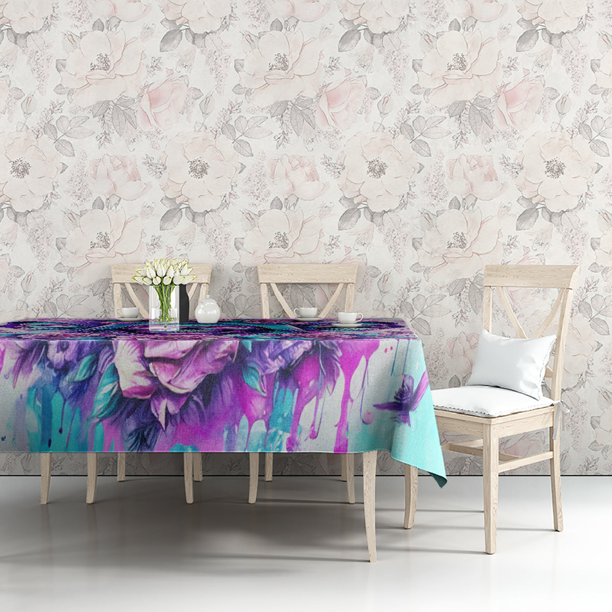 Flower Skull Angel Tablecloth Stuck Between IDK IDC and IDGAF