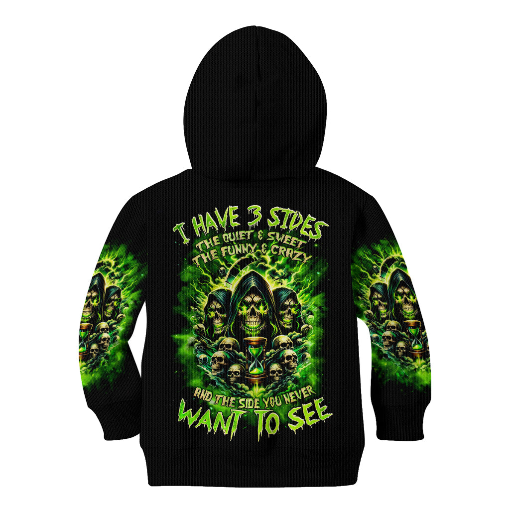 Flame Skull Kid Hoodie I Have 3 Sides Quite Sweet Funny Crazy
