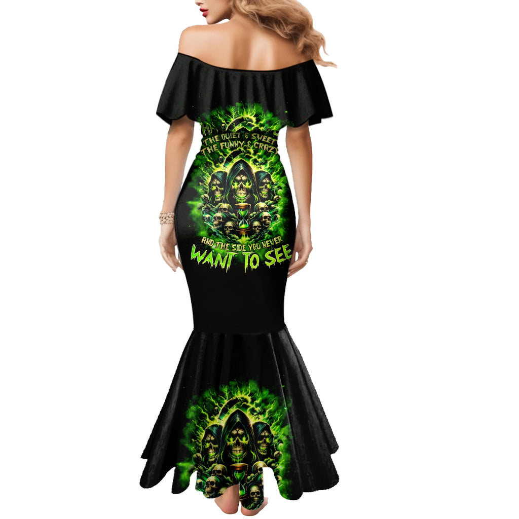 Flame Skull Mermaid Dress I Have 3 Sides Quite Sweet Funny Crazy