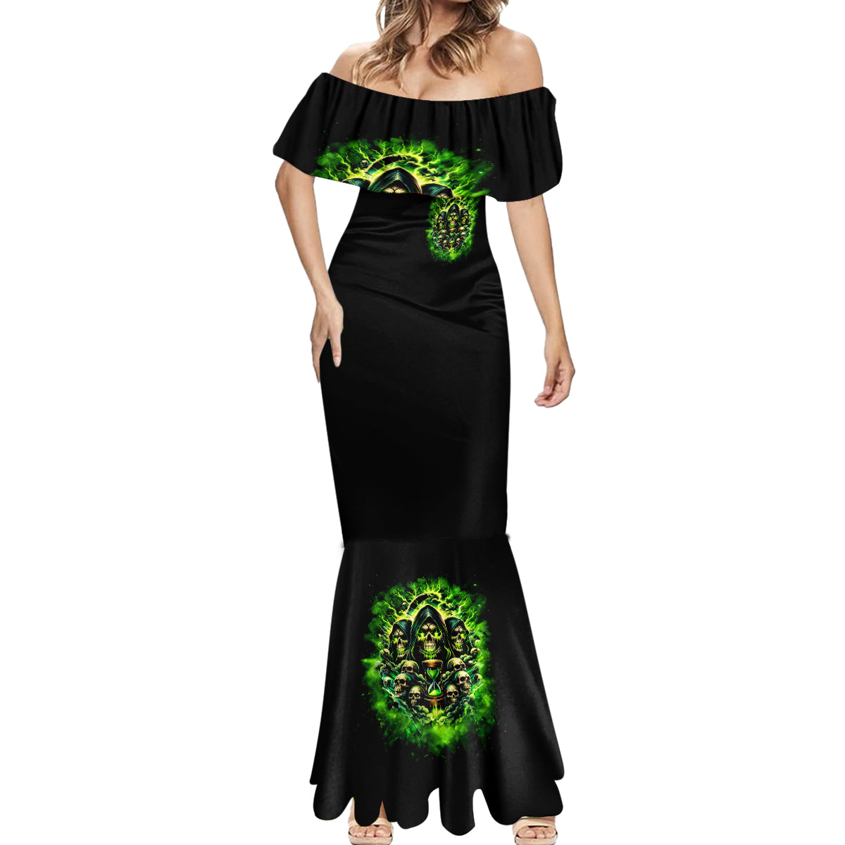 Flame Skull Mermaid Dress I Have 3 Sides Quite Sweet Funny Crazy