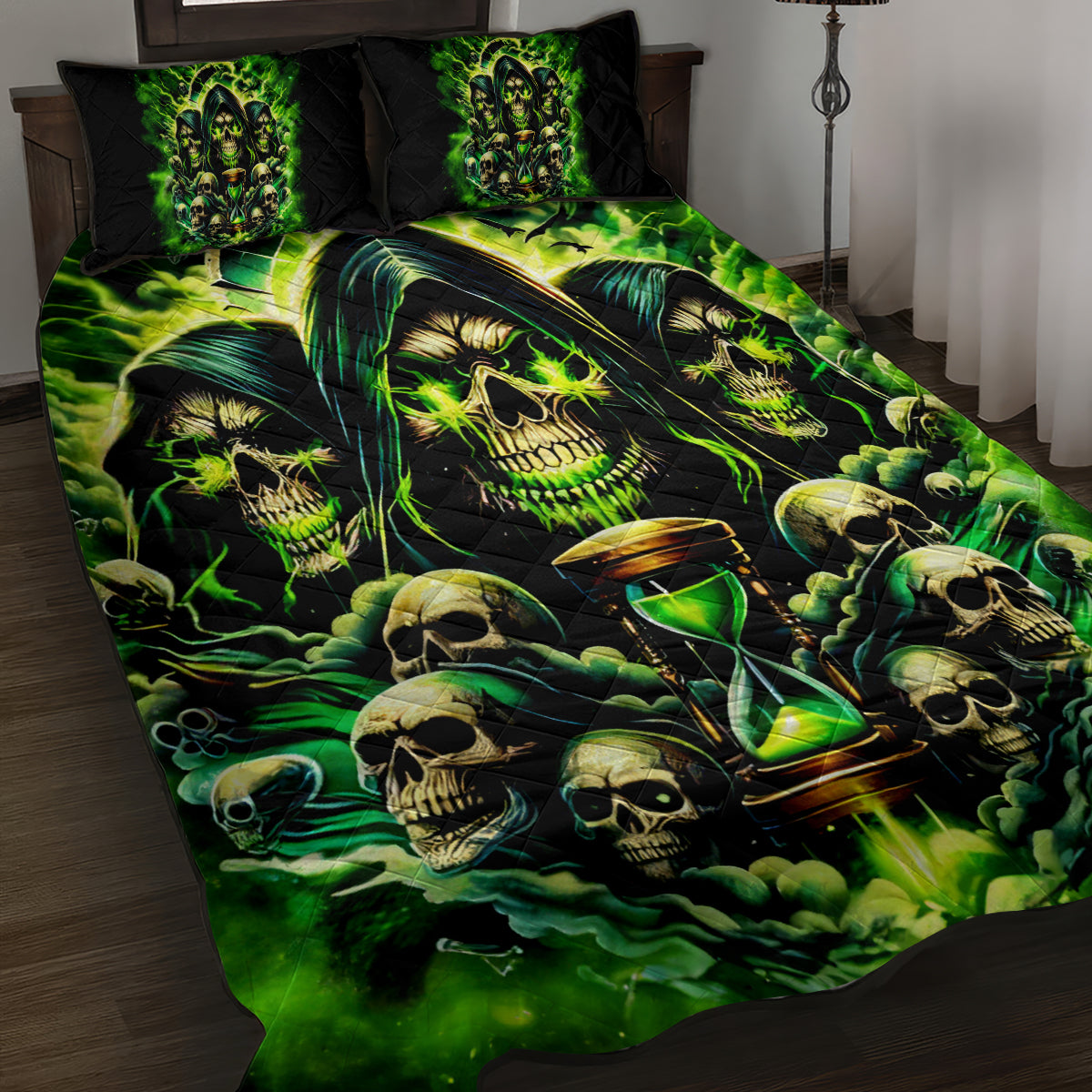 Flame Skull Quilt Bed Set I Have 3 Sides Quite Sweet Funny Crazy