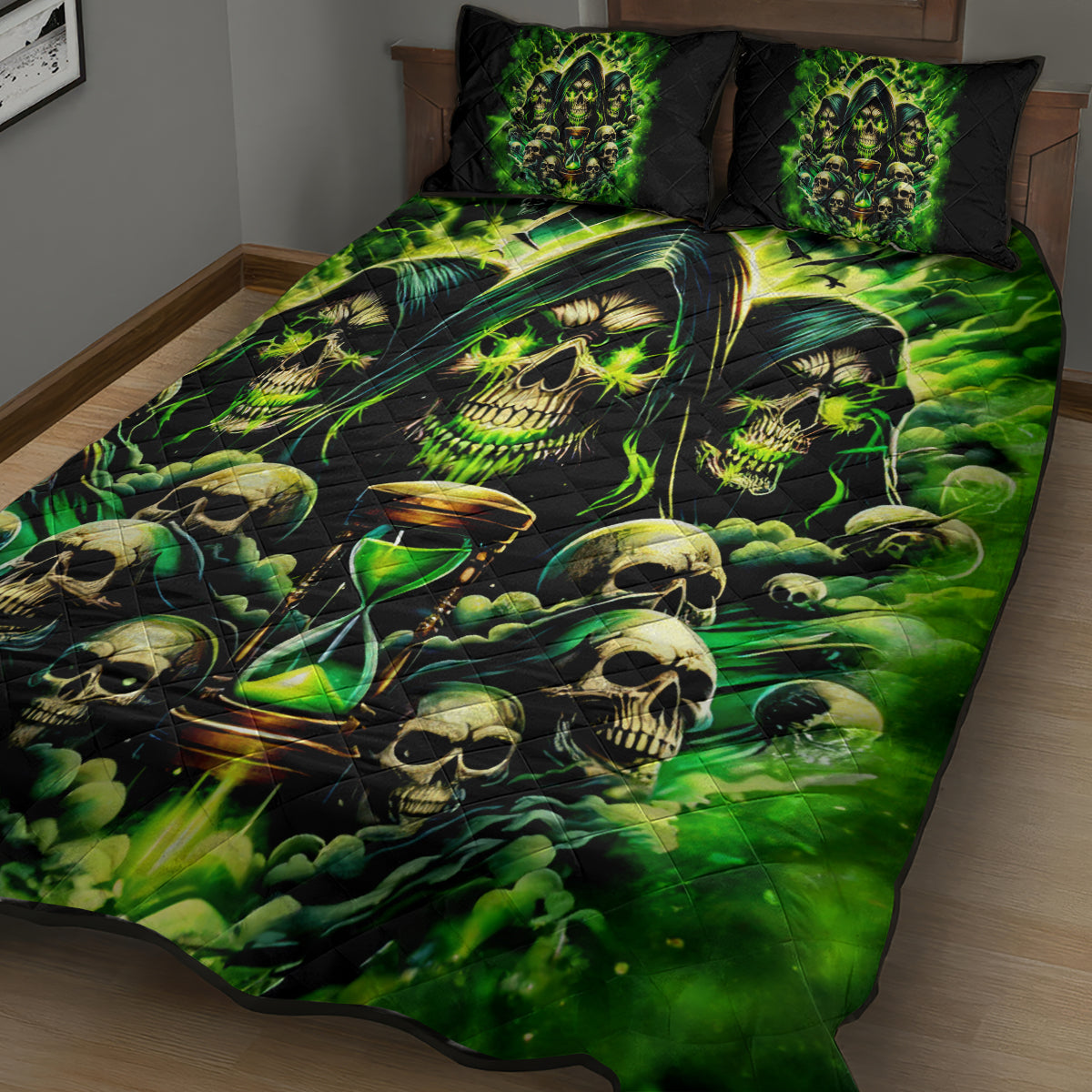 Flame Skull Quilt Bed Set I Have 3 Sides Quite Sweet Funny Crazy
