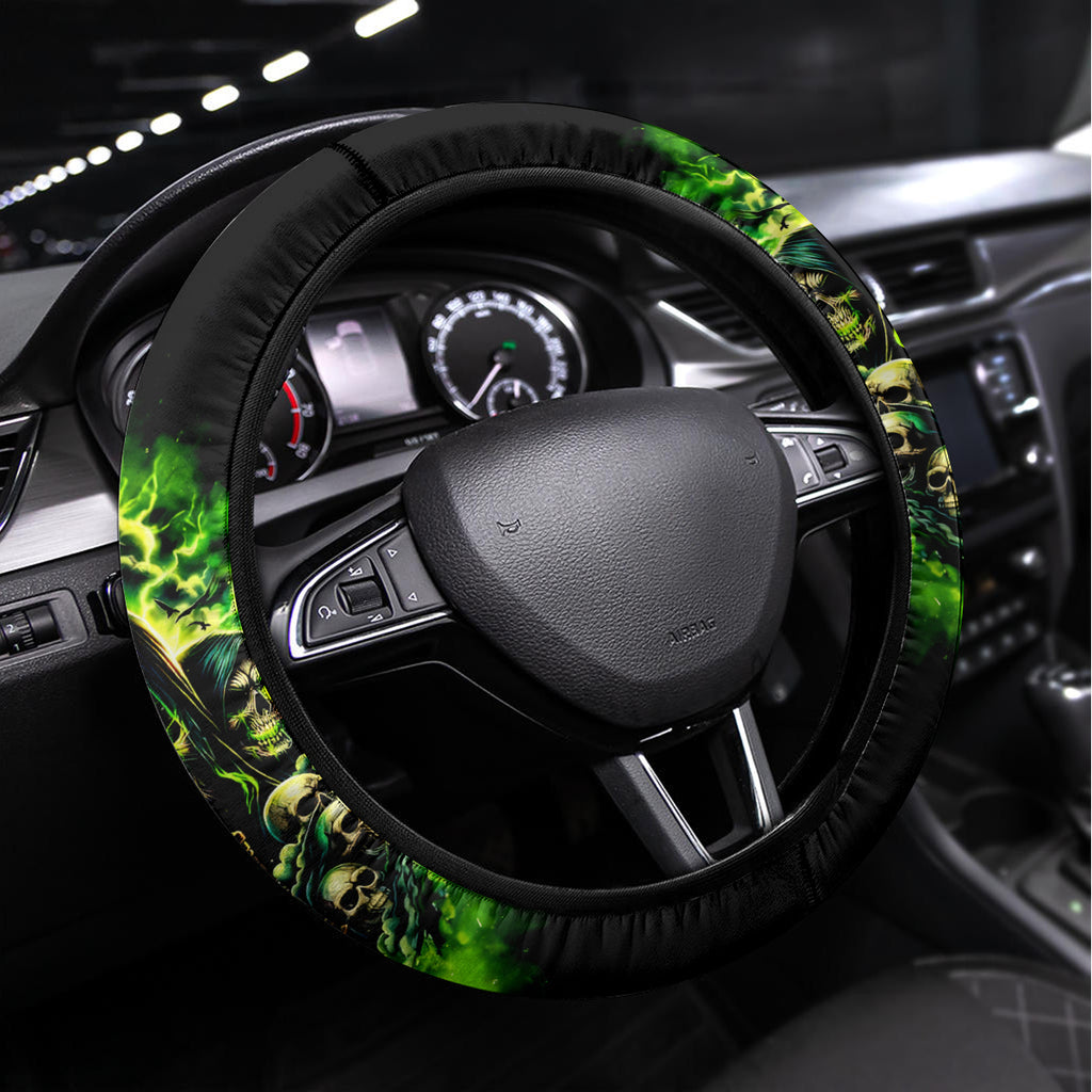 Flame Skull Steering Wheel Cover I Have 3 Sides Quite Sweet Funny Crazy