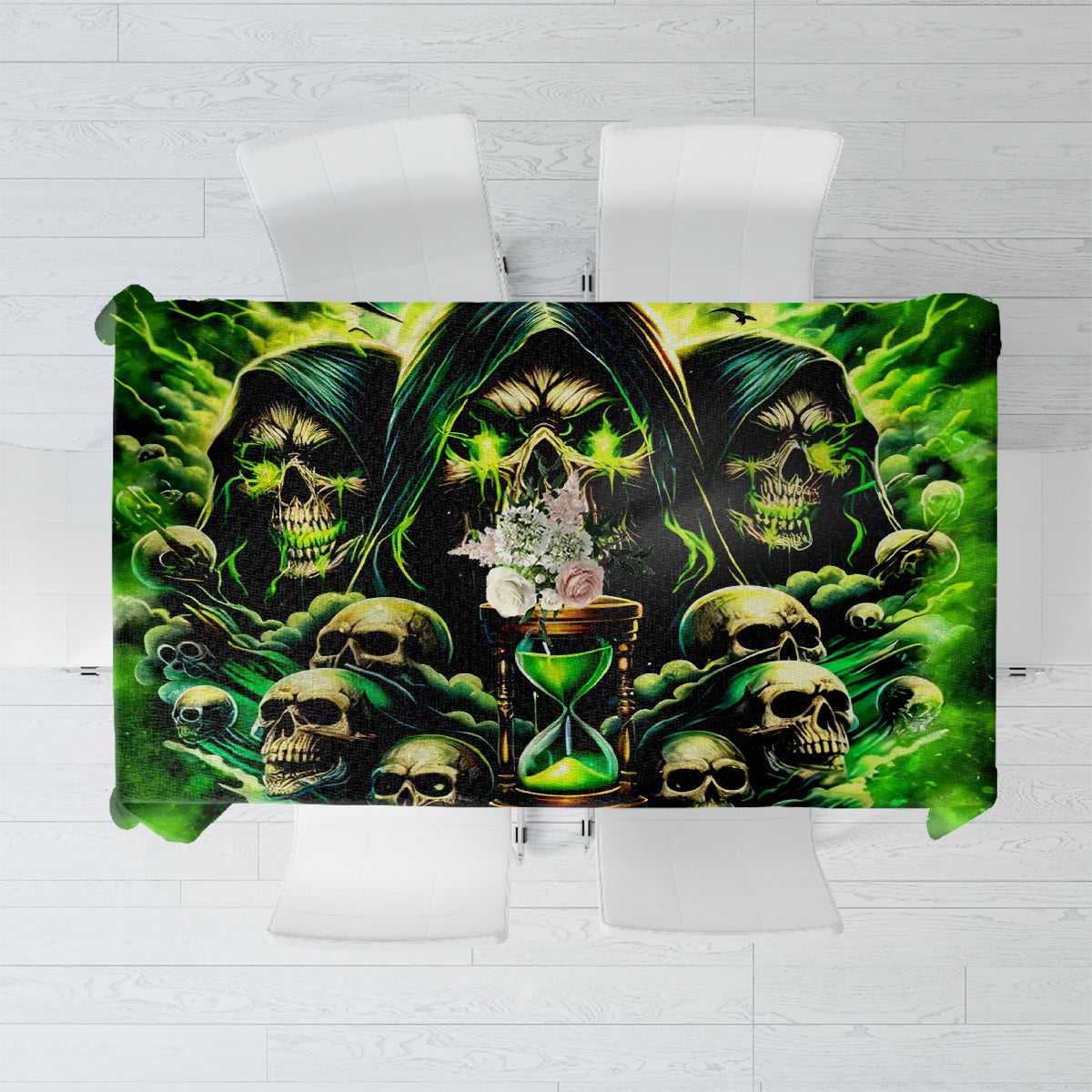 Flame Skull Tablecloth I Have 3 Sides Quite Sweet Funny Crazy