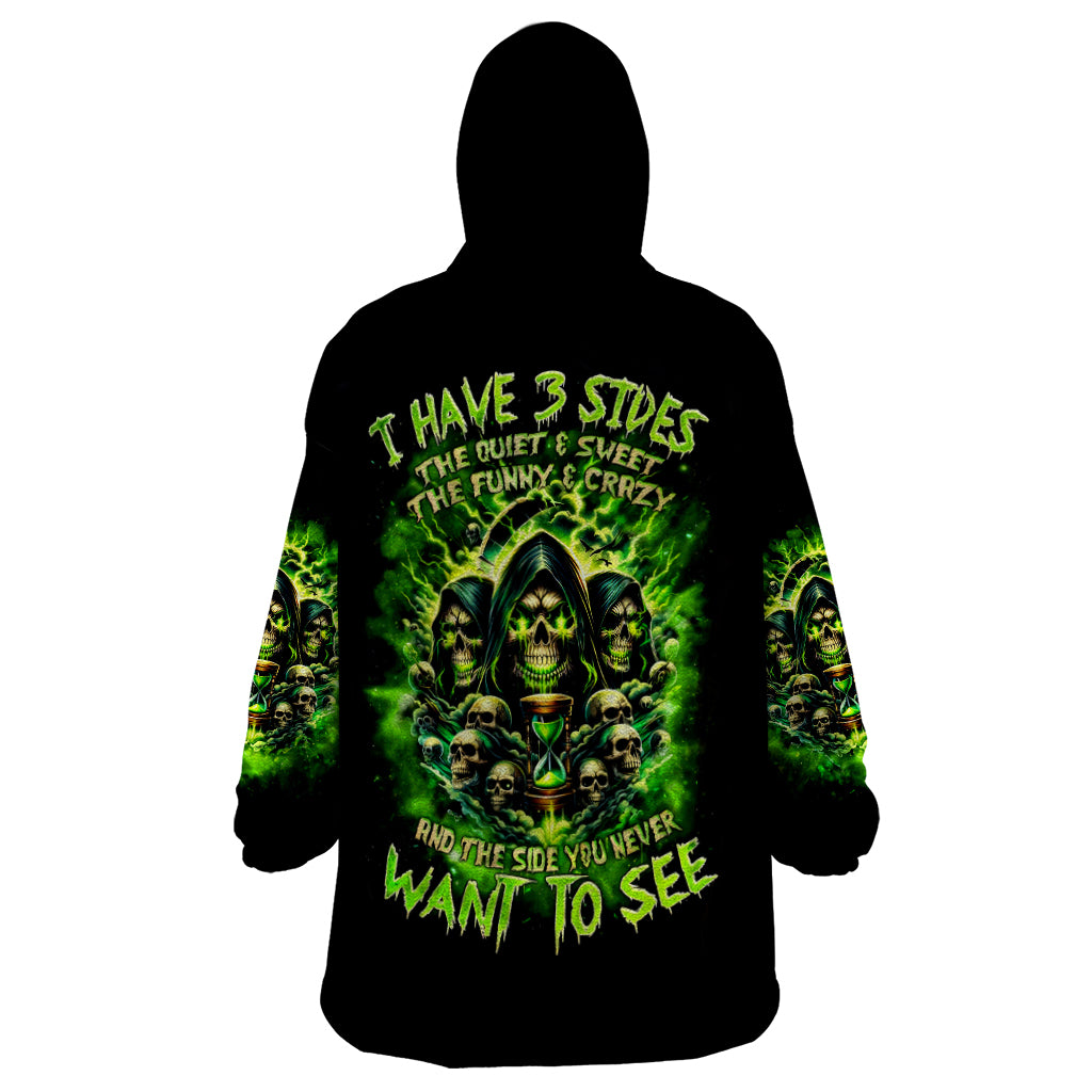 Flame Skull Wearable Blanket Hoodie I Have 3 Sides Quite Sweet Funny Crazy