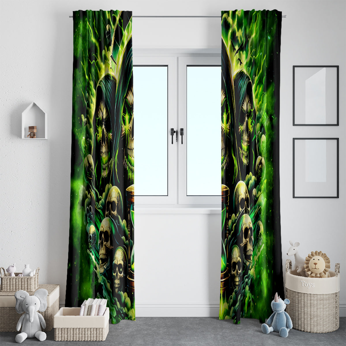 Flame Skull Window Curtain I Have 3 Sides Quite Sweet Funny Crazy