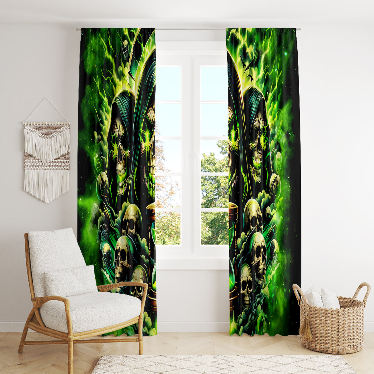 Flame Skull Window Curtain I Have 3 Sides Quite Sweet Funny Crazy