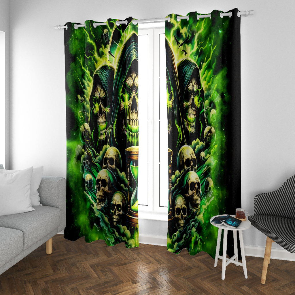 Flame Skull Window Curtain I Have 3 Sides Quite Sweet Funny Crazy