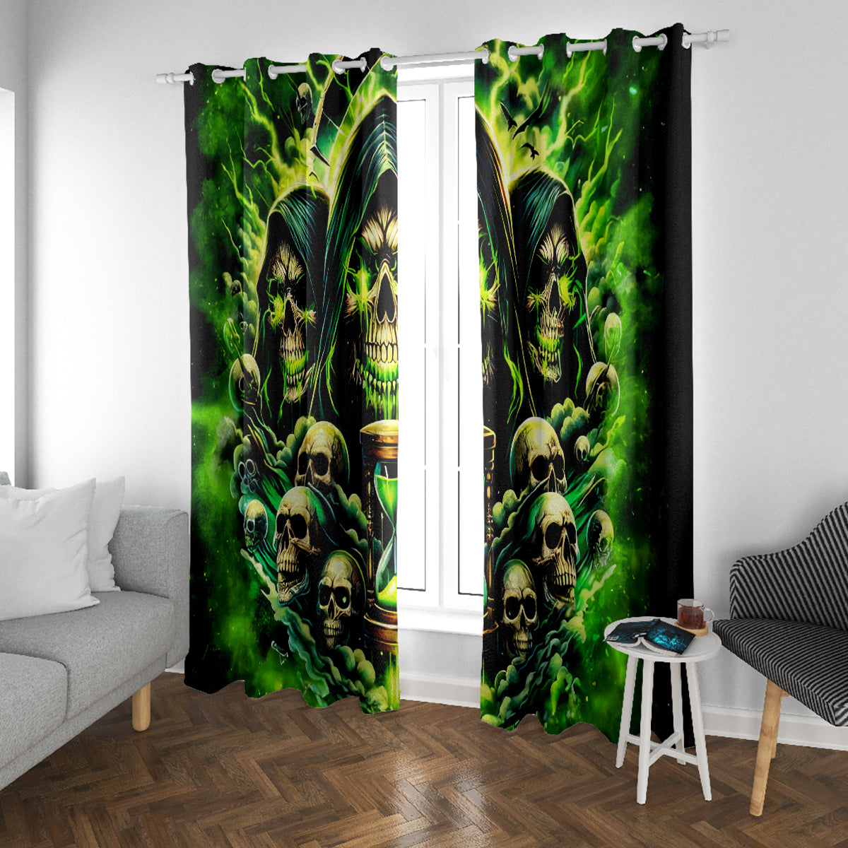 Flame Skull Window Curtain I Have 3 Sides Quite Sweet Funny Crazy