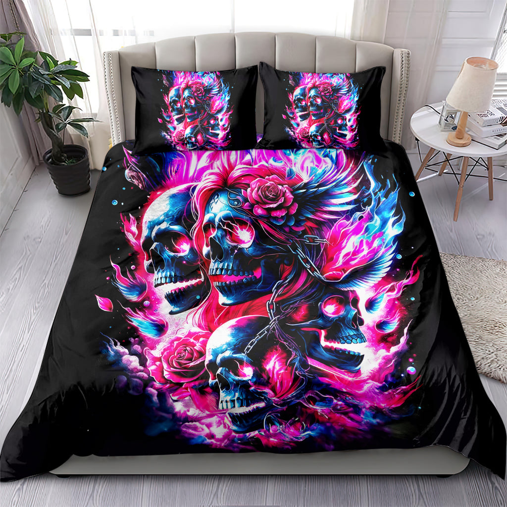 Flame Skull Bedding Set The Good Girl In Me Got Tired Of The Bullshit