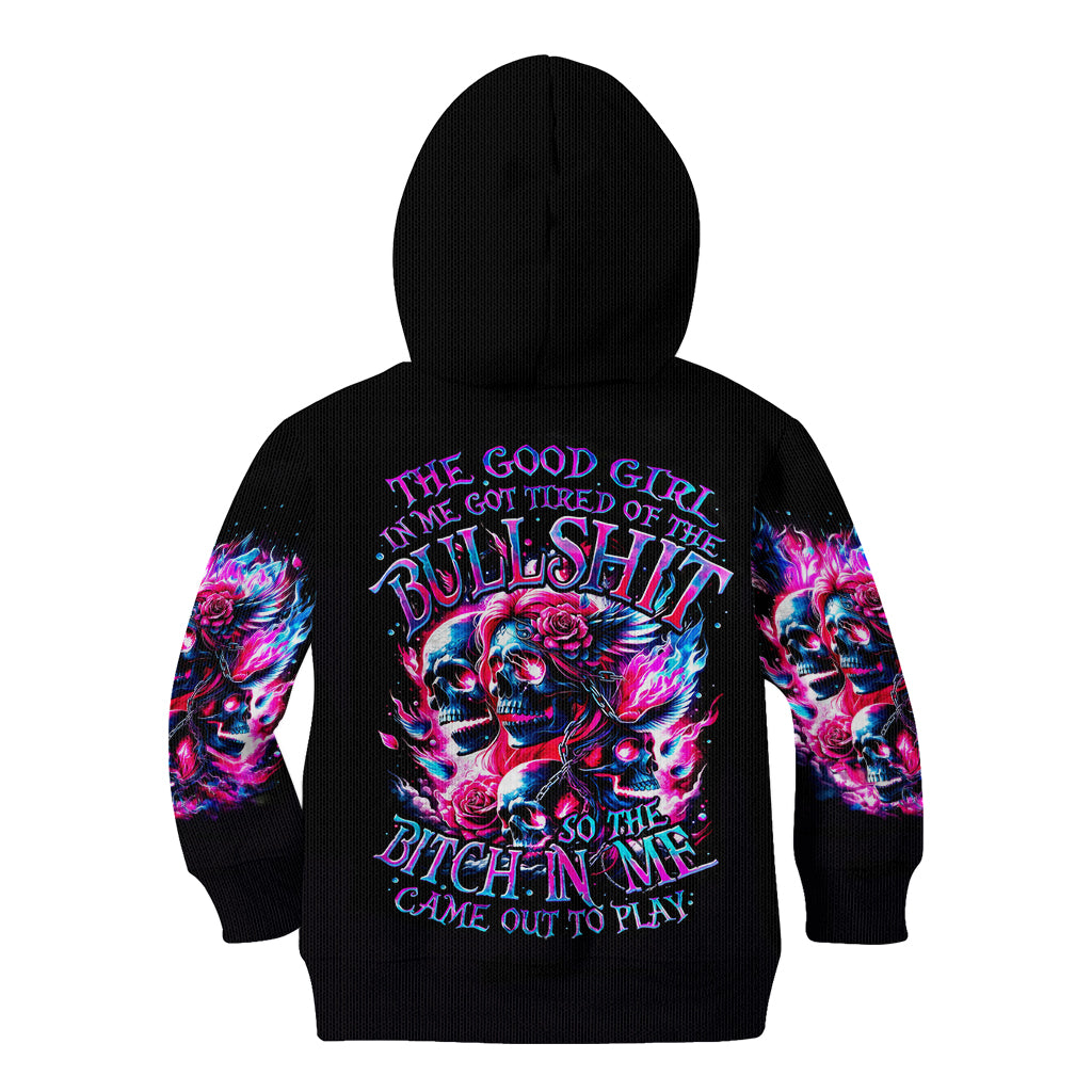 Flame Skull Kid Hoodie The Good Girl In Me Got Tired Of The Bullshit